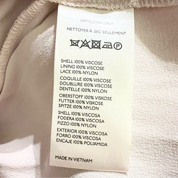 BY ANTHROPOLOGIE Sleeveless V-Neck Lace Wrap Midi Dress Blush Pink Black XS NEW - Picture 9 of 10